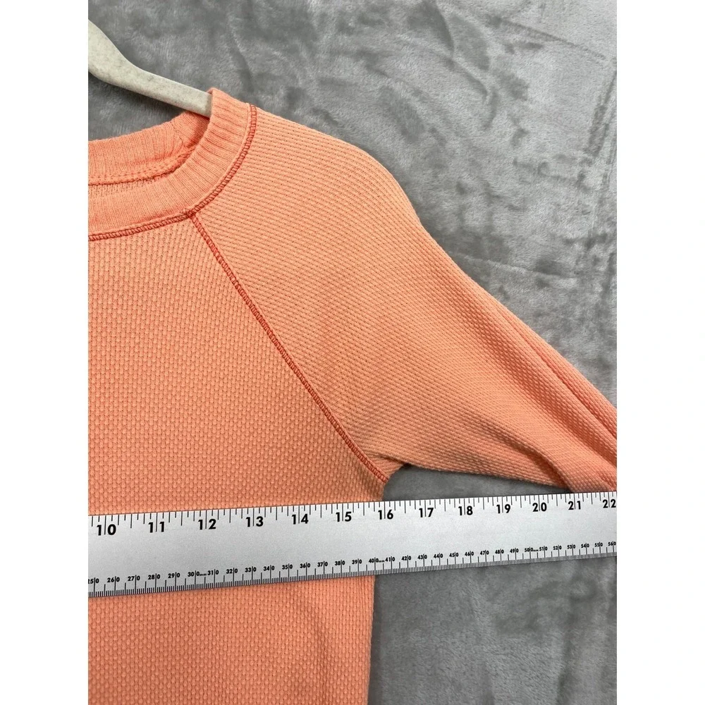 Free People Large In‎ The Mix Desert Orange Crochet Cuff Waffle Knit Thermal Top